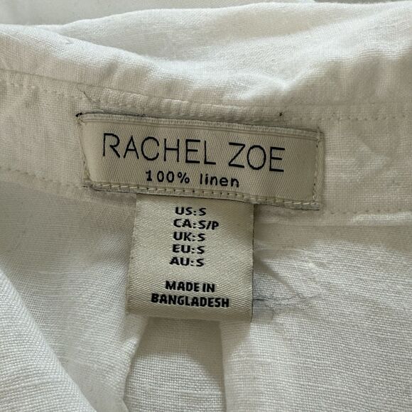 Rachel Zoe 100% Linen Button Up Top S Split Back Coastal Lagenlook Quiet Luxury - Picture 14 of 14